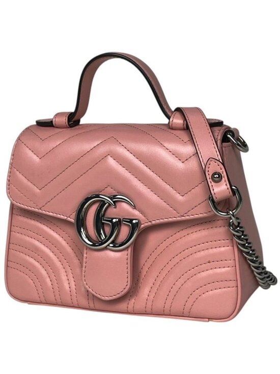 Gucci Handbags - Gucci GG Marmont 2-Way Chain Shoulder Bag Double Leather Pink